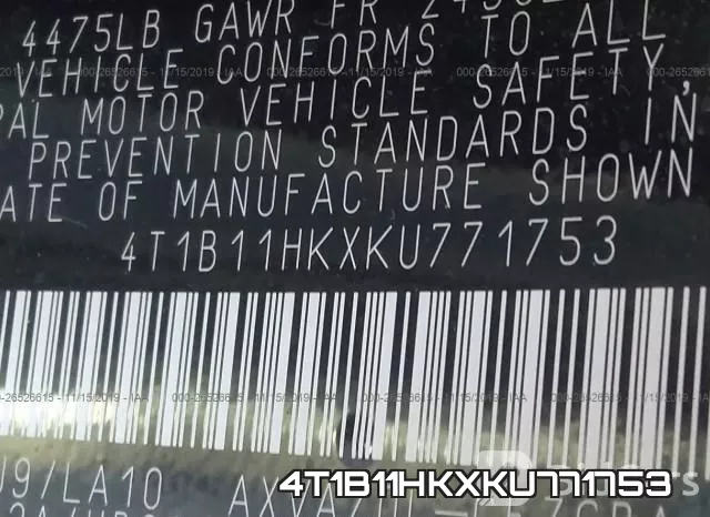4T1B11HKXKU771753 фото 9