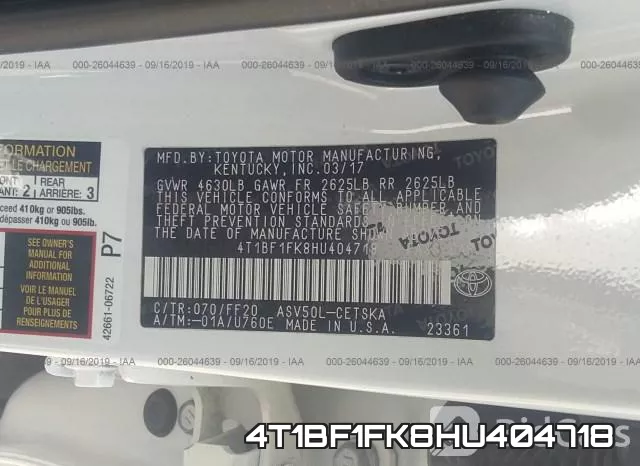 4T1BF1FK8HU404718 фото 10