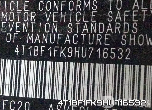 4T1BF1FK9HU716532 фото 9