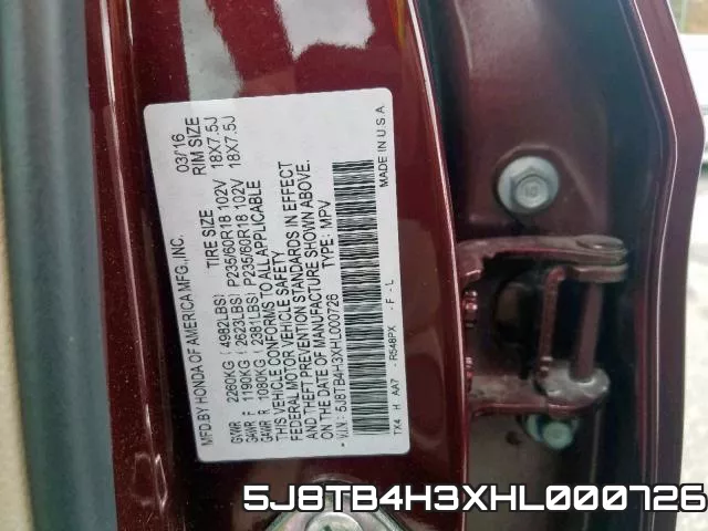 5J8TB4H3XHL000726 фото 2