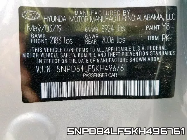 5NPD84LF5KH496761 фото 2