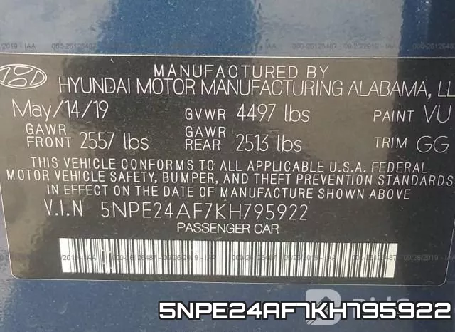 5NPE24AF7KH795922 фото 8