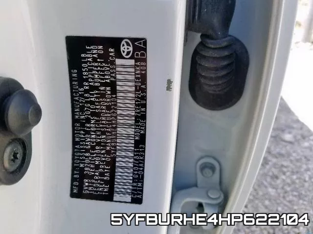 5YFBURHE4HP622104 фото 2