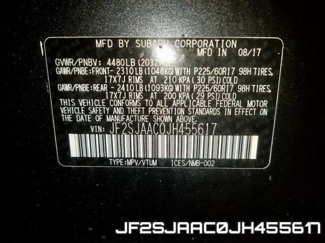 JF2SJAAC0JH455617 фото 2