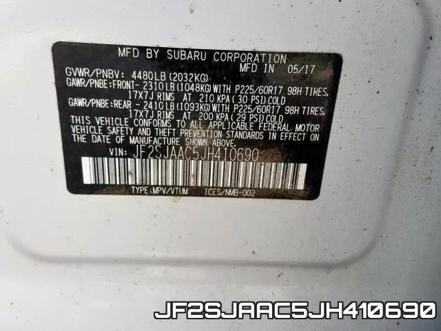 JF2SJAAC5JH410690 фото 2