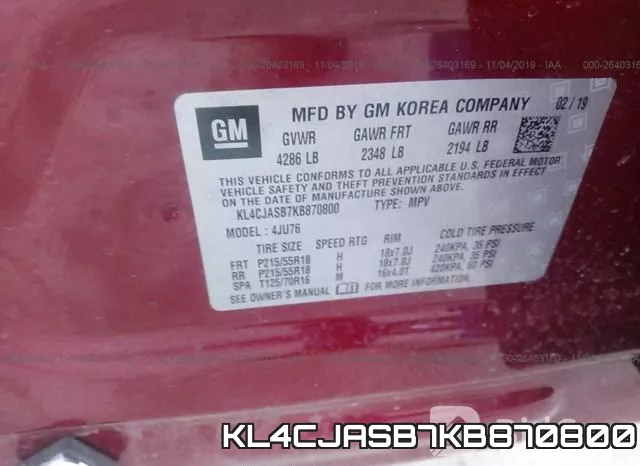 KL4CJASB7KB870800 фото 6