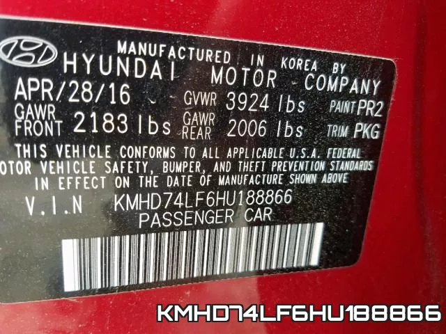 KMHD74LF6HU188866 фото 2