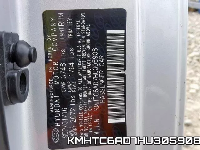 KMHTC6AD7HU305908 фото 2