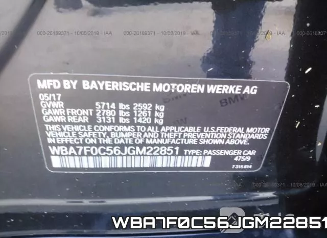 WBA7F0C56JGM22851 фото 10