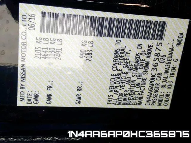 1N4AA6AP0HC365875 фото 2