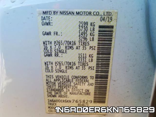 1N6AD0ER6KN765829 фото 2