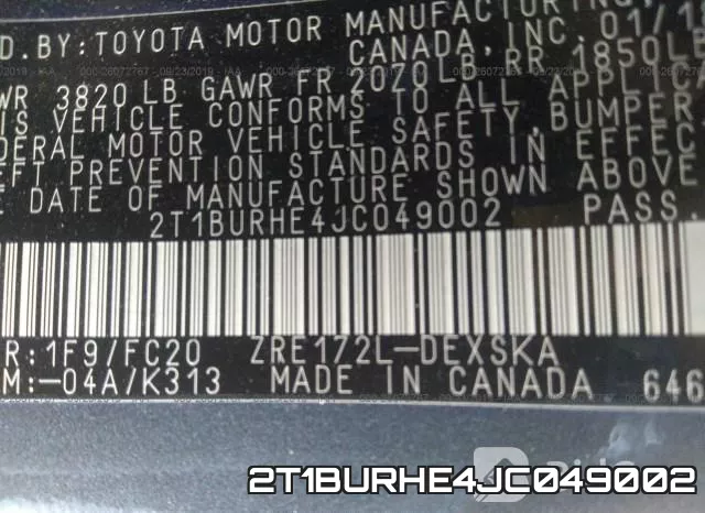 2T1BURHE4JC049002 фото 10