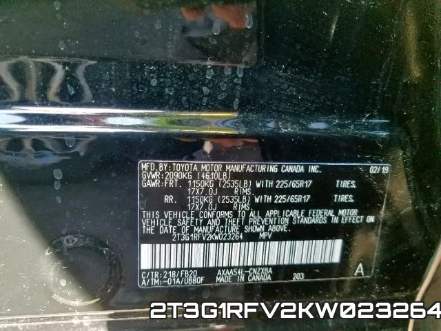 2T3G1RFV2KW023264 фото 2
