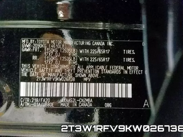2T3W1RFV9KW026738 фото 2