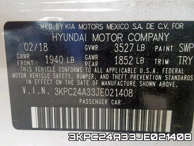 3KPC24A33JE021408 фото 2