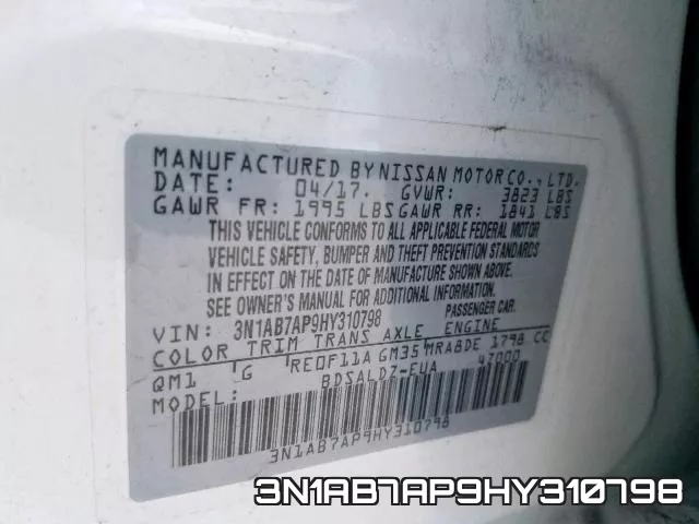 3N1AB7AP9HY310798 фото 2