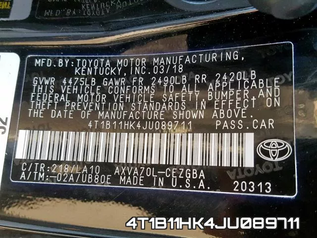 4T1B11HK4JU089711 фото 2