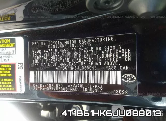 4T1B61HK6JU088013 фото 10