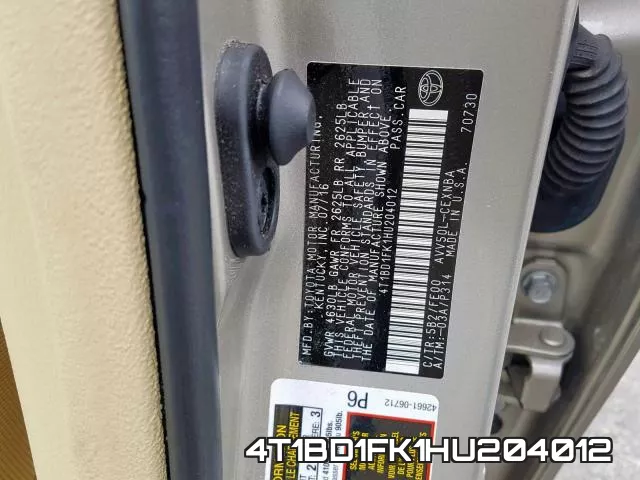 4T1BD1FK1HU204012 фото 2