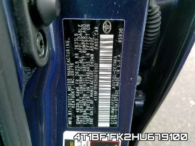 4T1BF1FK2HU679100 фото 2