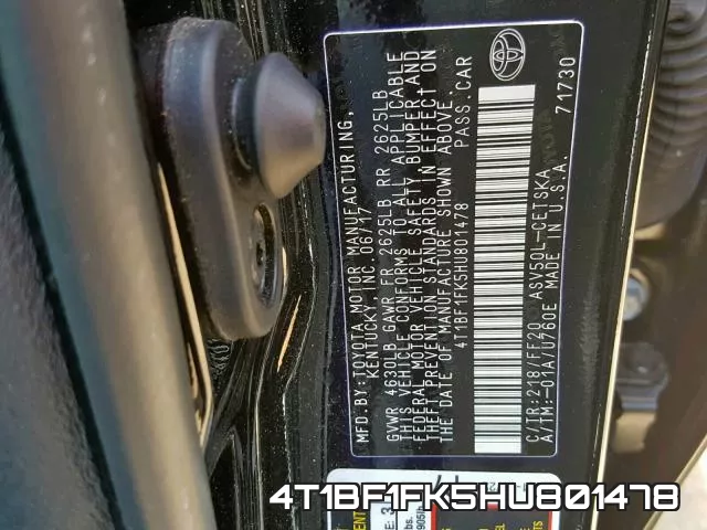 4T1BF1FK5HU801478 фото 2