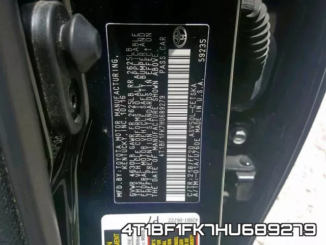 4T1BF1FK7HU689279 фото 2