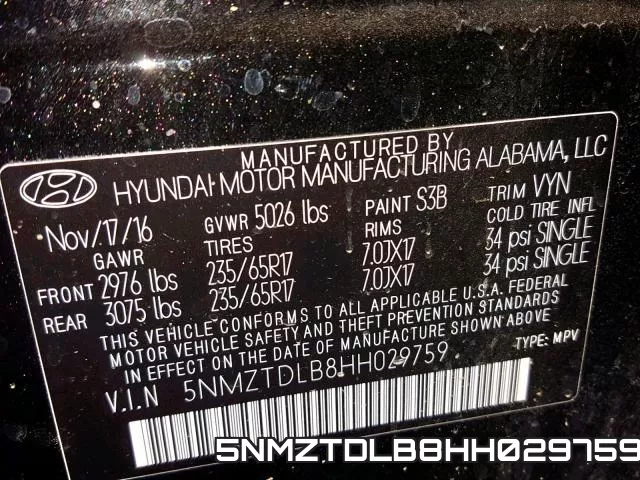 5NMZTDLB8HH029759 фото 2