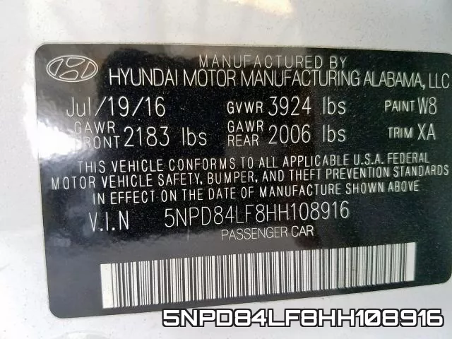 5NPD84LF8HH108916 фото 2