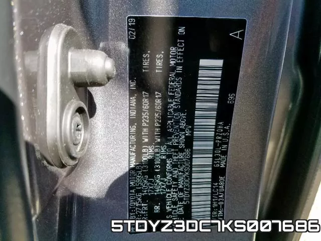 5TDYZ3DC7KS007686 фото 2