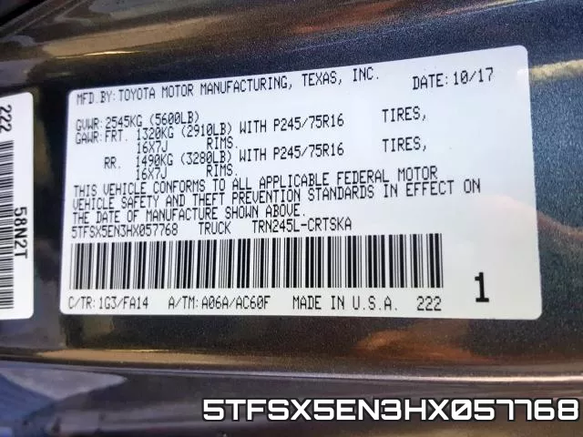 5TFSX5EN3HX057768 фото 2