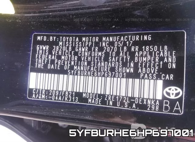 5YFBURHE6HP697001 фото 10