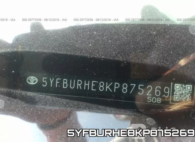 5YFBURHE8KP875269 фото 8