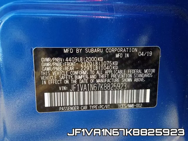 JF1VA1N67K8825923 фото 2
