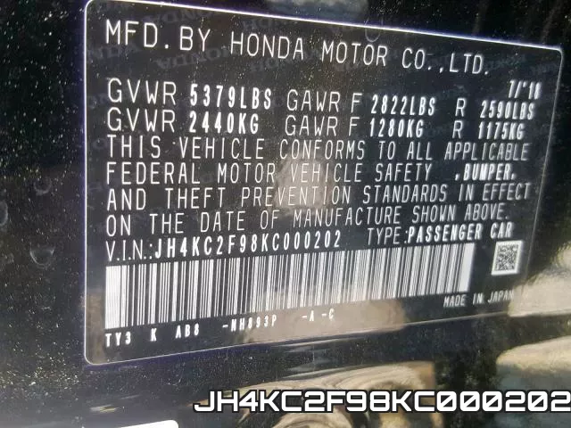 JH4KC2F98KC000202 фото 2