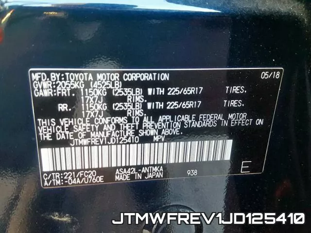 JTMWFREV1JD125410 фото 2