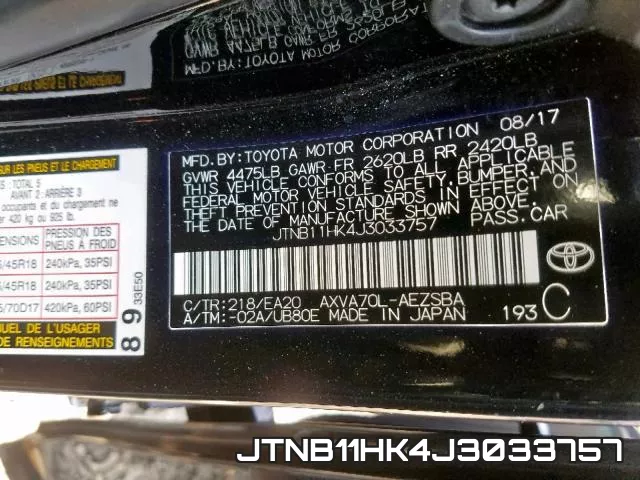 JTNB11HK4J3033757 фото 2