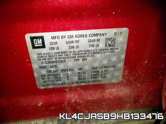 KL4CJASB9HB133476 фото 2