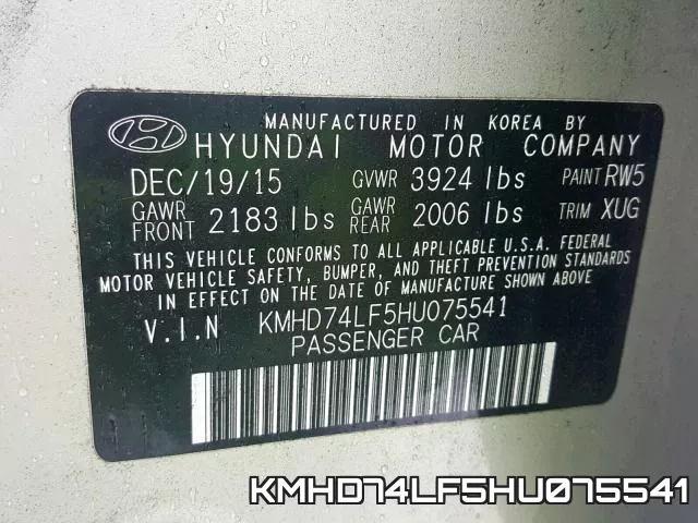 KMHD74LF5HU075541 фото 2