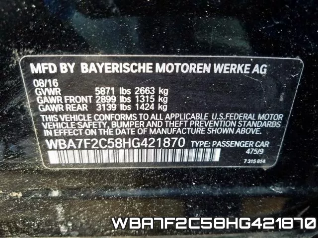 WBA7F2C58HG421870 фото 2