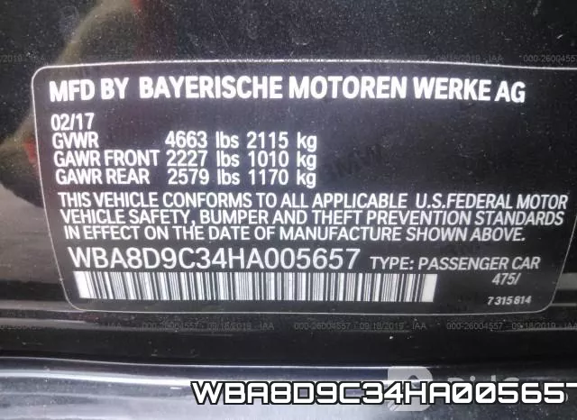 WBA8D9C34HA005657 фото 10