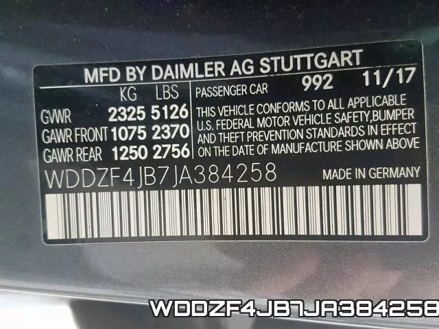 WDDZF4JB7JA384258 фото 2