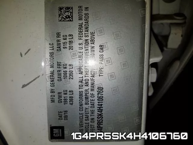 1G4PR5SK4H4106760 фото 2