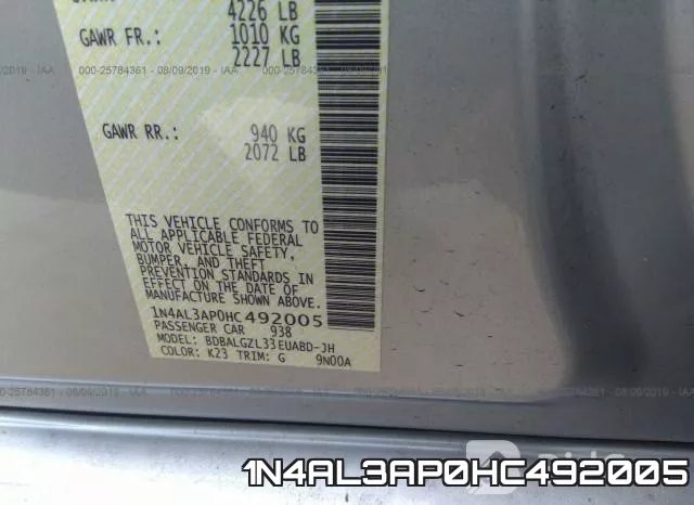 1N4AL3AP0HC492005 фото 9