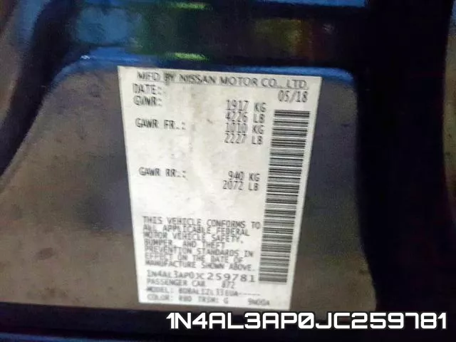 1N4AL3AP0JC259781 фото 2