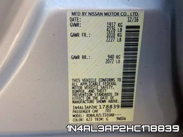 1N4AL3AP2HC178839 фото 2