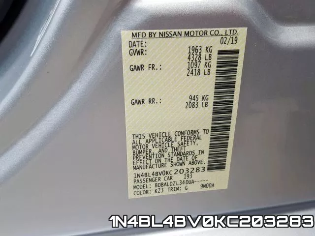 1N4BL4BV0KC203283 фото 2