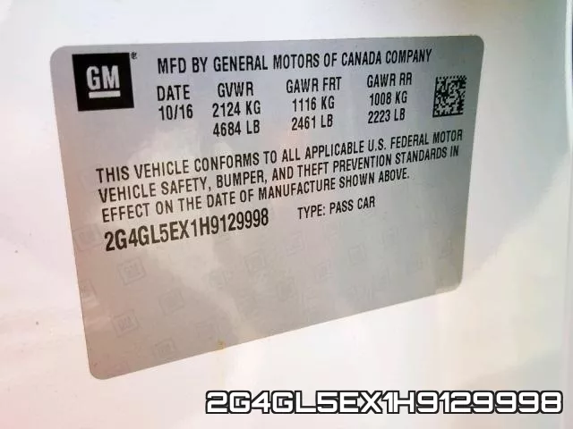 2G4GL5EX1H9129998 фото 2