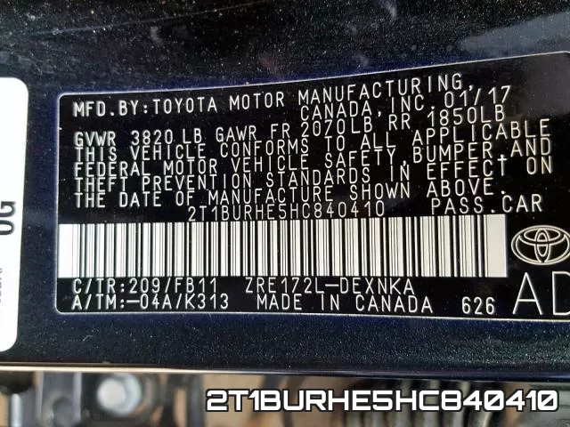 2T1BURHE5HC840410 фото 2