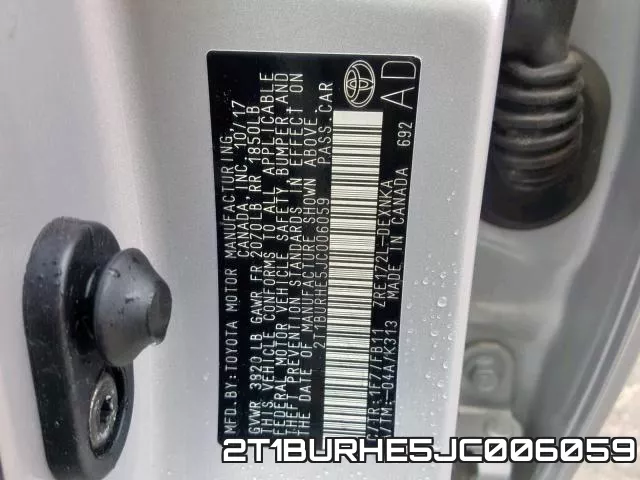 2T1BURHE5JC006059 фото 2
