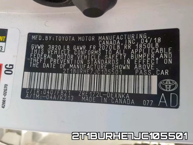 2T1BURHE7JC105501 фото 2